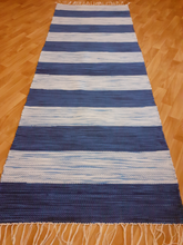 Lataa kuva Galleria-katseluun, Tasaraitamatto sinisävy 205x74cm