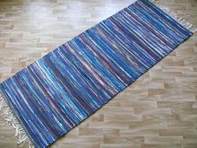 Lataa kuva Galleria-katseluun, Räsymatto sinisävy 200x75cm