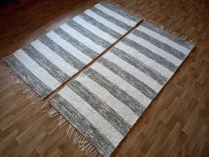 Harmaa / valkoiset matot 2kpl 174x75cm